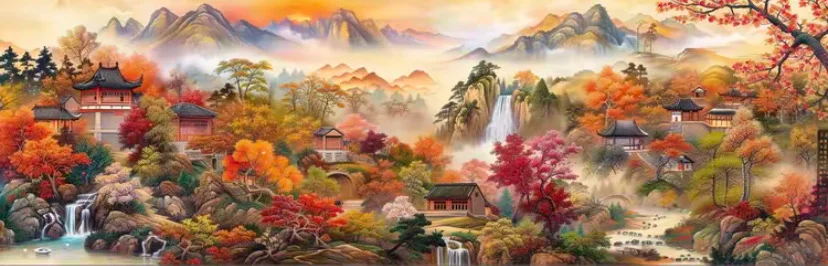 

9CT 11CT 14CT Autumn Landscape Pre-Printed Cross Stitch DIY Embroidery Set Handicraft Floss Needle Crafts Large Size