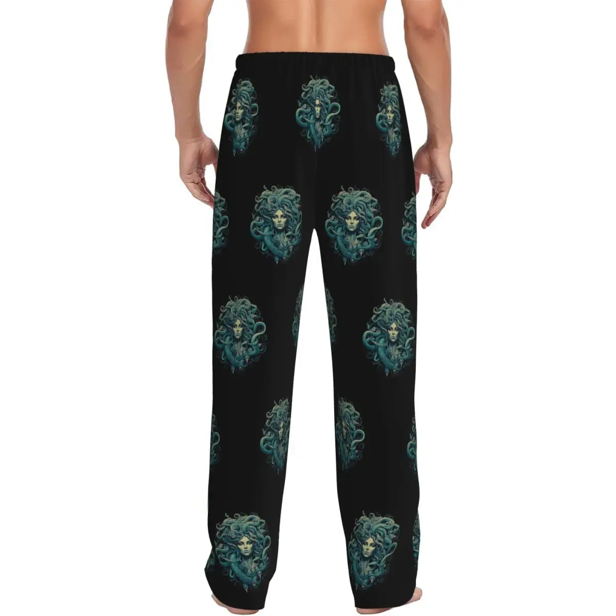 Custom Ancient Greece Medusa Gorgon Vintage Style Men Pajama Pants Lounge Sleep Sleepwear Bottoms with Pockets