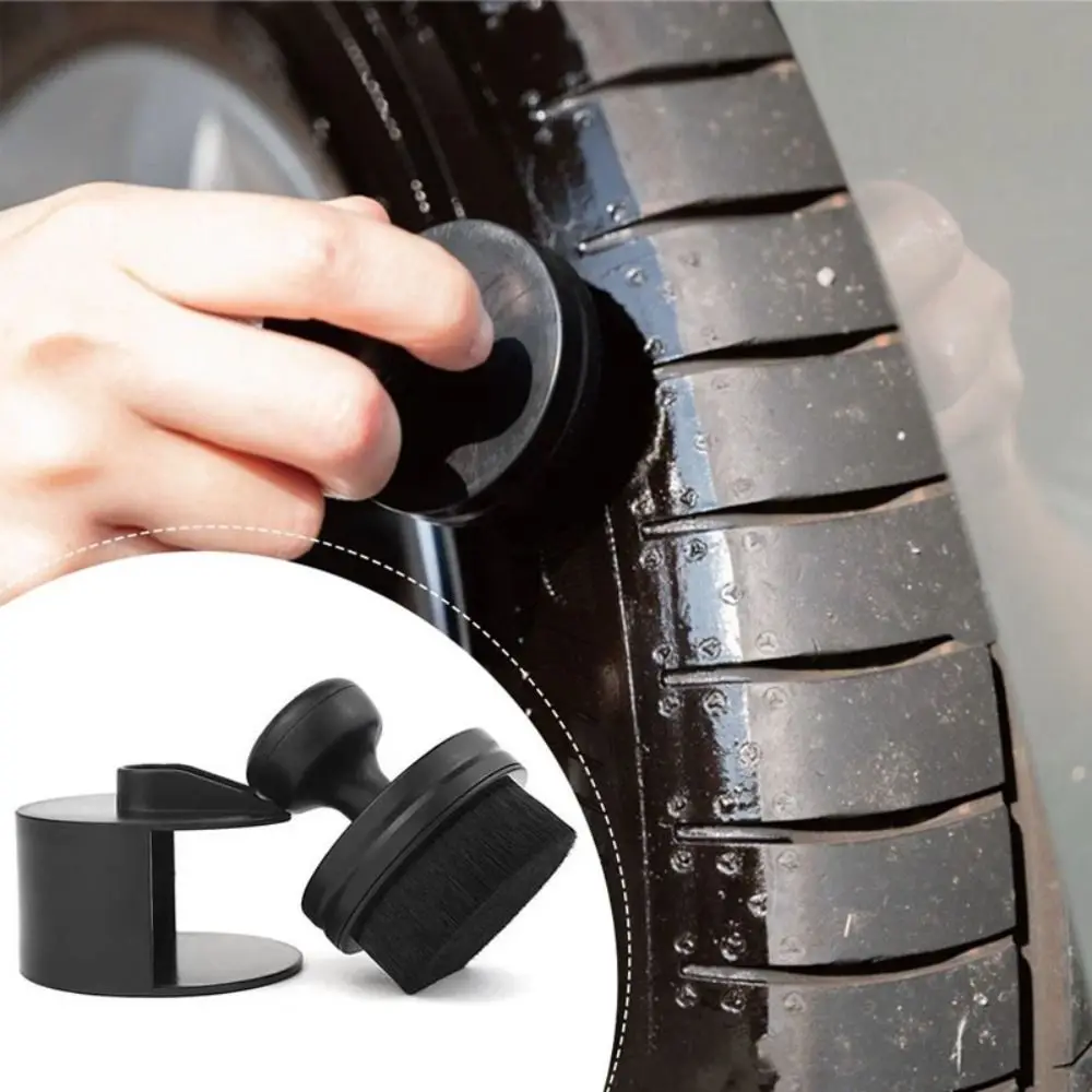 Portable High-Density Car Tire Polishing Brush with Stand Soft Auto Detail Brush Tire Shine Brush for Tire Polish Wax Care