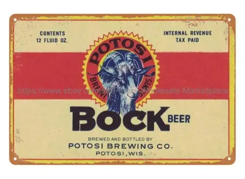 distressed metal signs Potosi Bock Beer IRTP Label metal tin sign