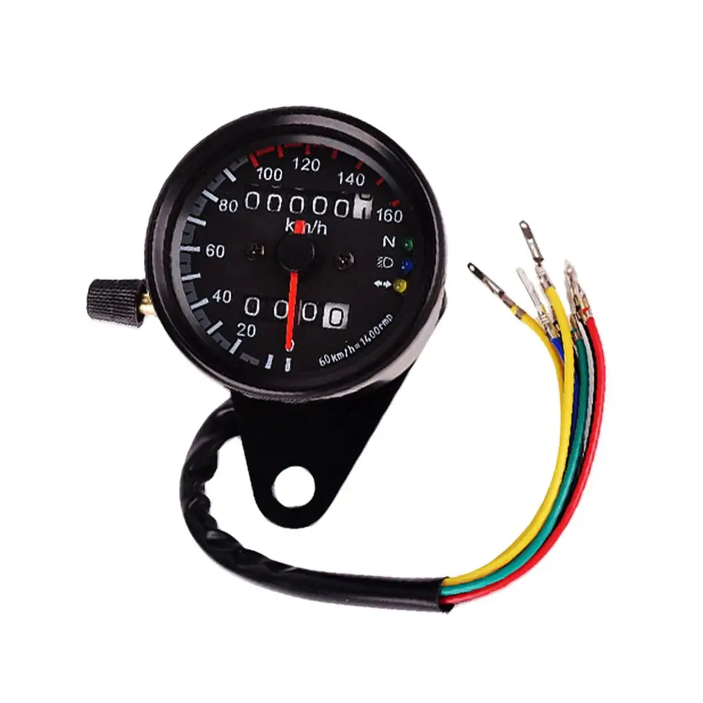 12V Motorcycle Odometer KMH Speedometer LED Backlight Black