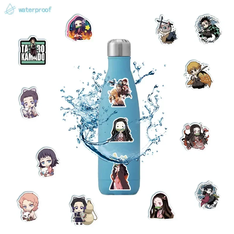 50 Uds. De pegatinas Demon Slayer para equipaje, monopatín, cuaderno, decoración DIY, accesorios de Cosplay de Anime