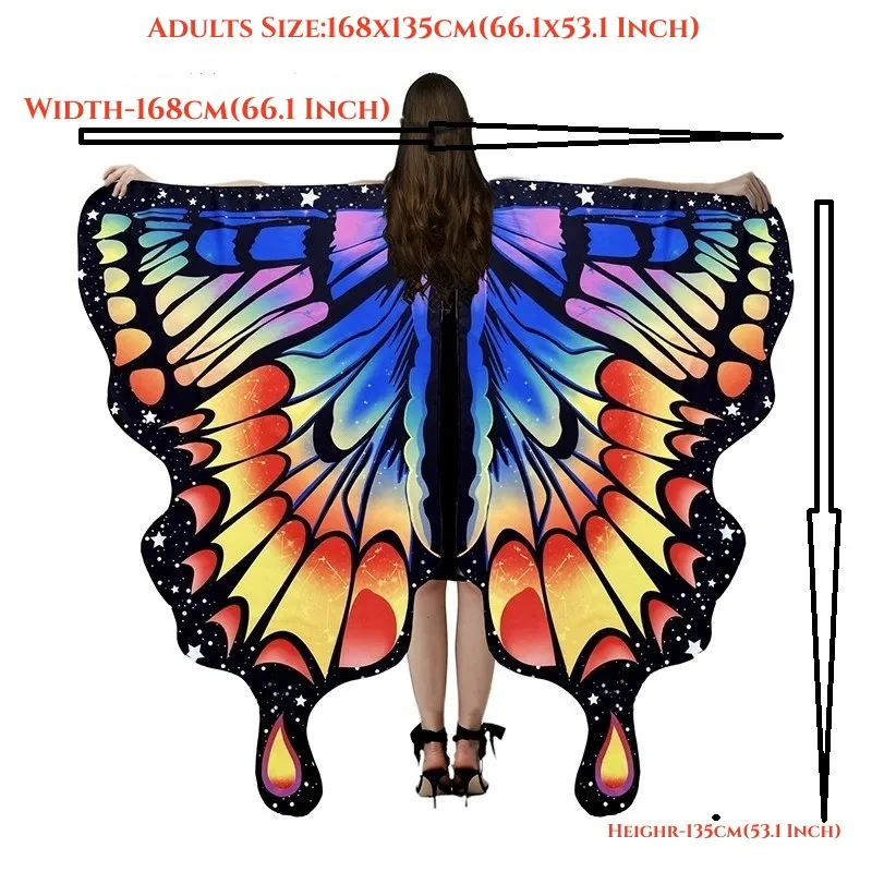 Fairy Ladies Cape Nymph Pixie Dress Up Butterfly Wing Princess Halloween Costumes Shawl Belly Dance Performance Outfit Rave New