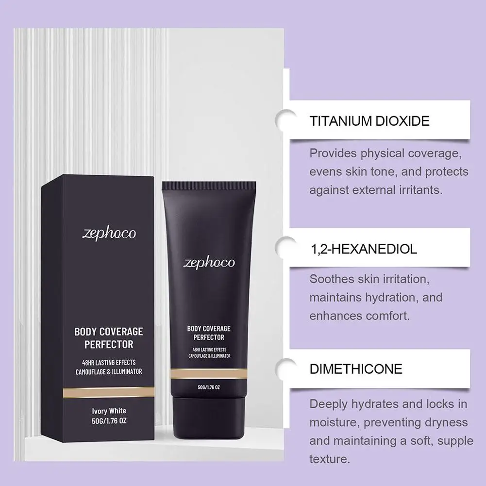 Zephoco Silky Body Concealer 48h Long-Lasting Wear Lightweight Cream Texture. Multi-functional Body Concealer Evens Skin Tone