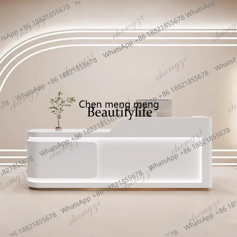 

EE182 Nordic Cream Style Reception Desks French Clothing Store Beauty Salon Cashier Desk Training Institution Office Furniture