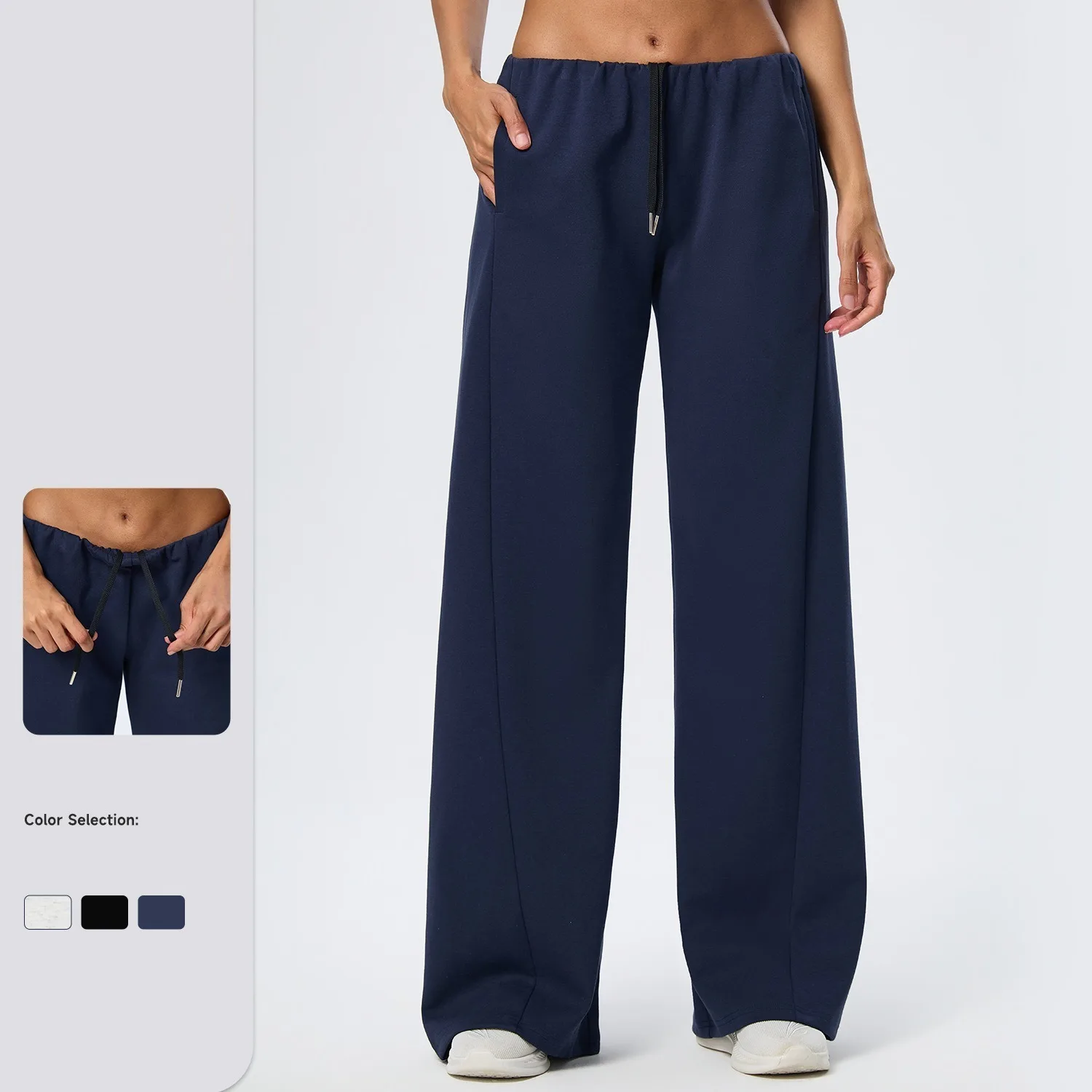 Women Warm High Waist Wide Leg Pants Loose Fit Sports Pants with Pockets Casual Gym Trousers