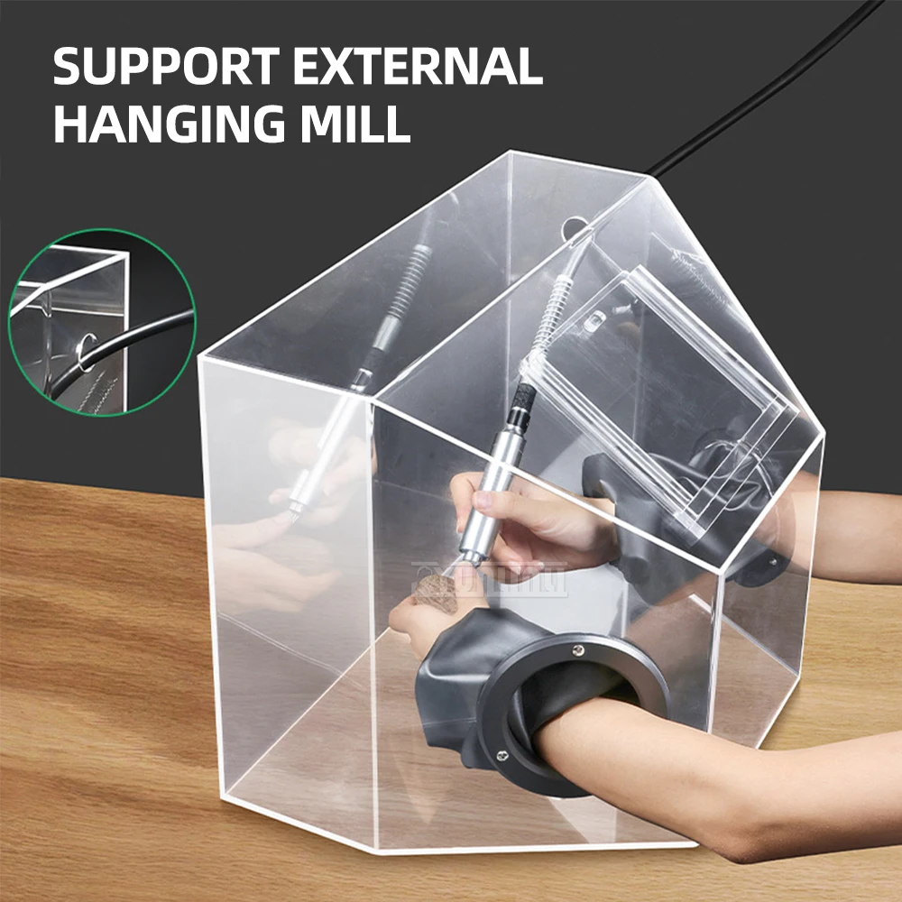 صندوق متكامل مقاوم للغبار من الأكريليك السميك لنقش الذهب/الفضي وتلميع عجلة التلميع والأسنان ومعالجة المجوهرات