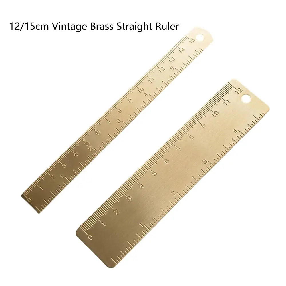 

Многофункциональная латунная прямая линейка 12/15 см, 1 мм, утолщенная, с разметкой, измерительный инструмент, линейка-закладка для школы и офиса