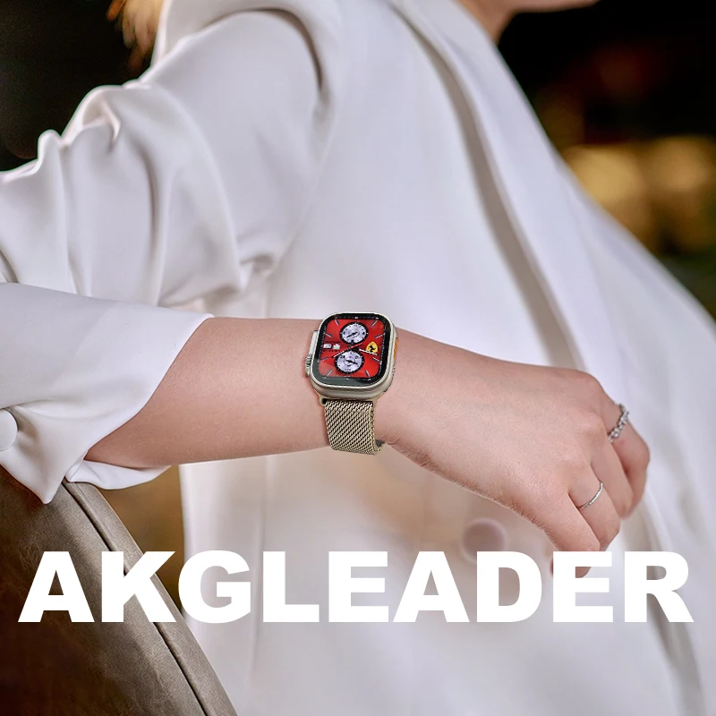 AKGLEADER Newest Milan Magnetic watchband For Apple Watch Ultra 1/2/3 strap 49mm 46mm 45mm  44mm  Strap for iwatch 10