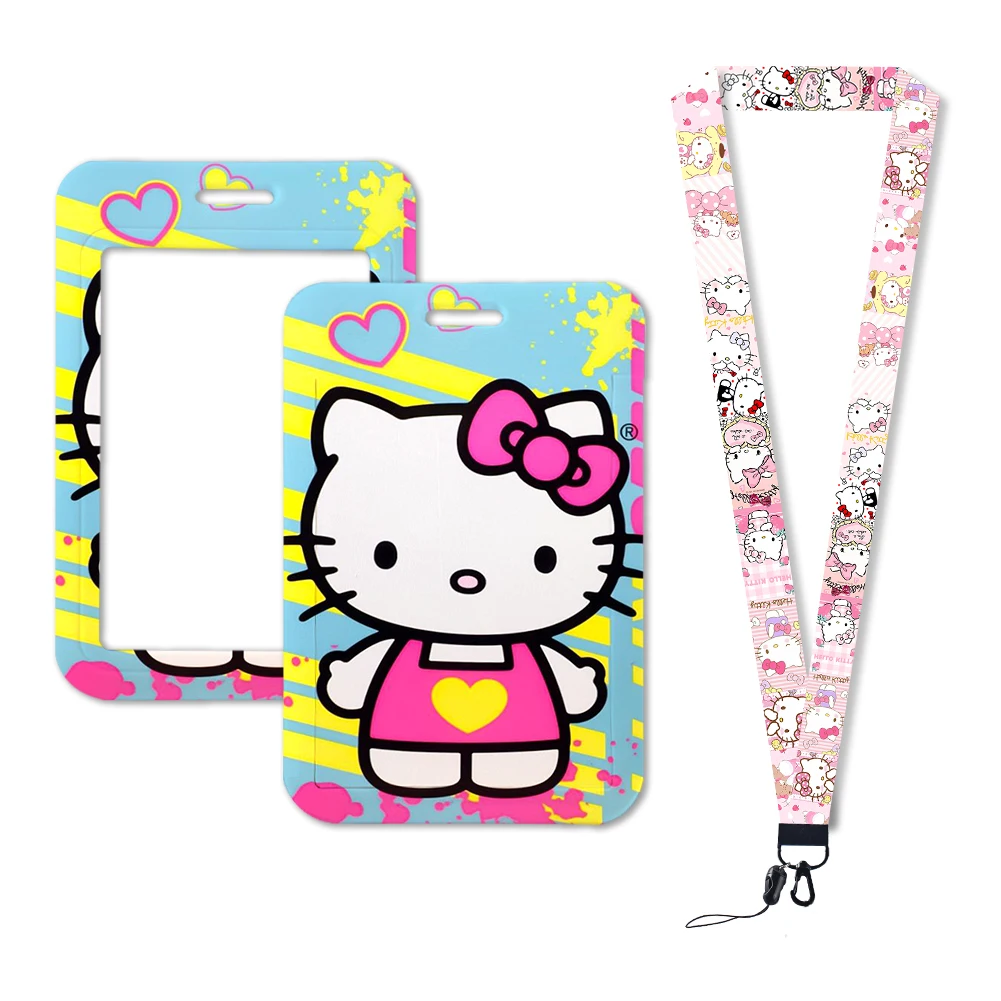 W pemegang kartu lucu Sanrio Hello kitty lucu Multi kartu tas dokumen Pull-Out portabel mainan Anime Ins untuk anak perempuan