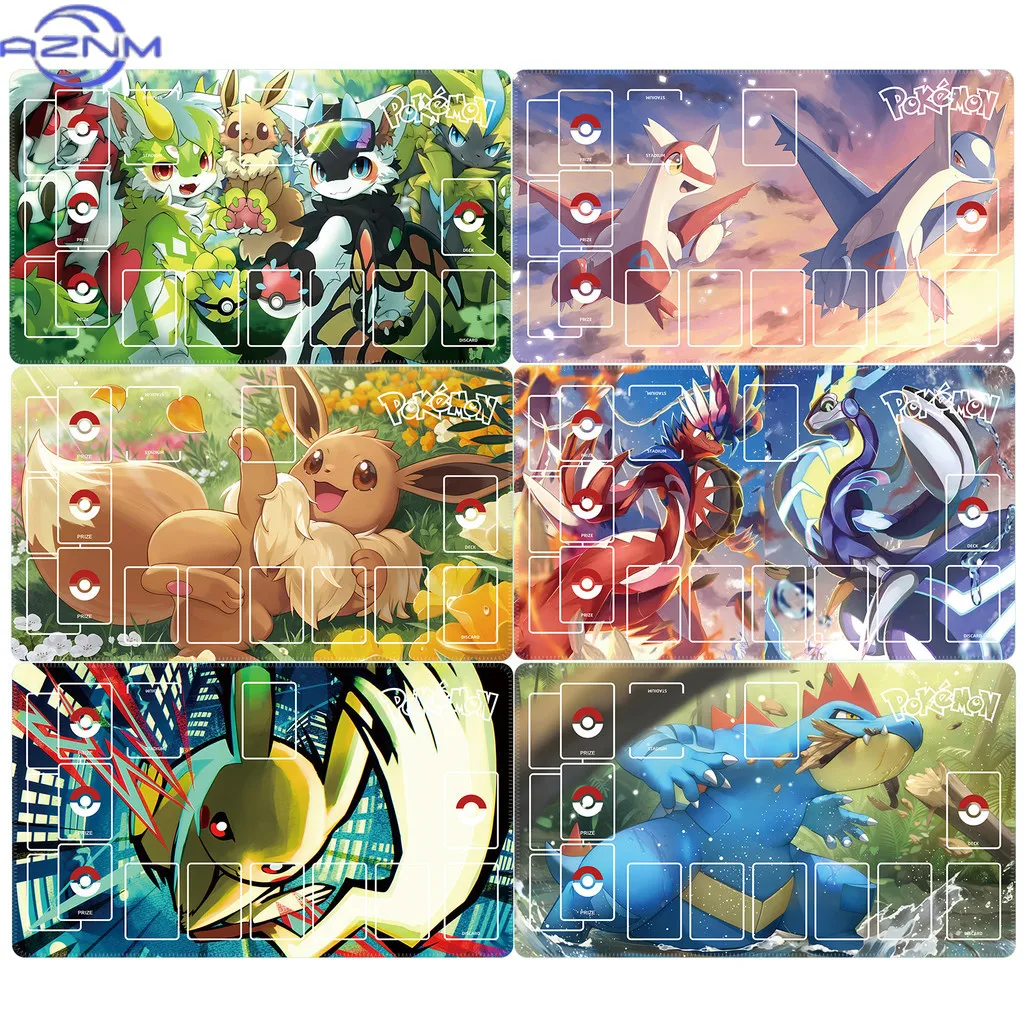 Eevee Latios Salamence Pocket Monster TCG Playmat, Waterproof Non-Slip Mouse Mat for Card Gaming