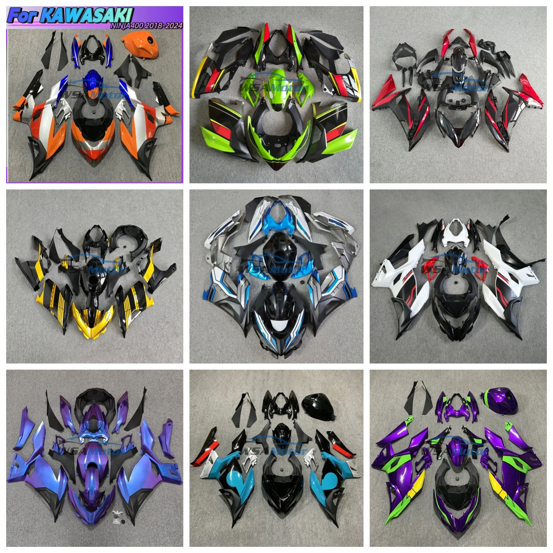 Motorcycle For Kawasaki Ninja400 EX400 2018 - 2019 - 2024 Left Right Tail Fairing Kits Bodywork Unpainted Plastic Parts