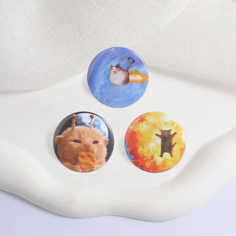 Cute Cartoon Cat Badge Creative Art Oil Painting Enamel Pins Fashion Lapel Metal Brooches Backpack Cloth Jewelry Gift for Friend