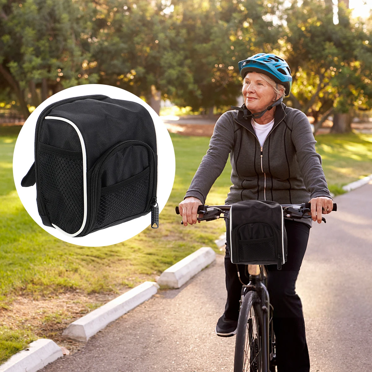 

2pcs Bike Handlebar Bag Lightweight Waterproof Cycling Storage Bag With Rain Cover Reflective Design For Night Riding Mountain