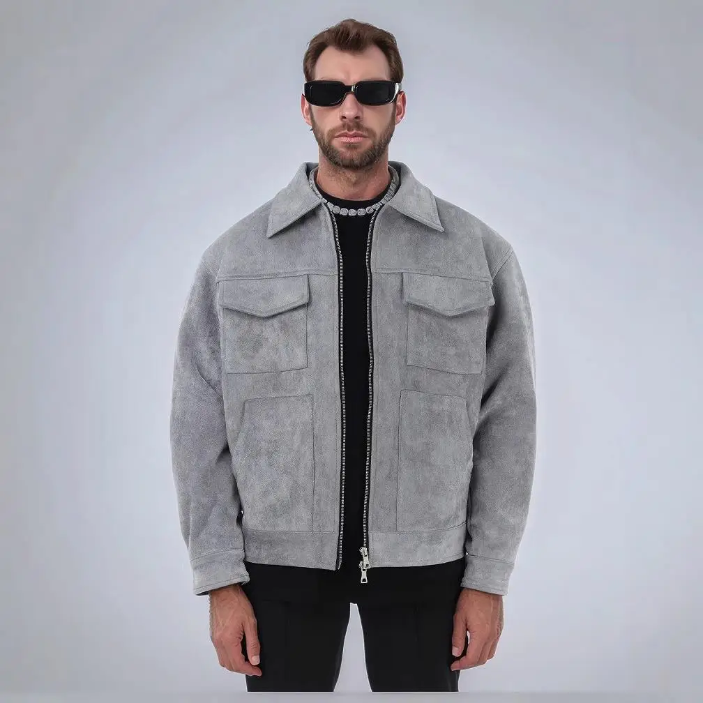 

Men's Jacket Large Pocket Zipper Outerwear Casual Loose Fit All-Match Style for Summer Season Versatile Male Fashion