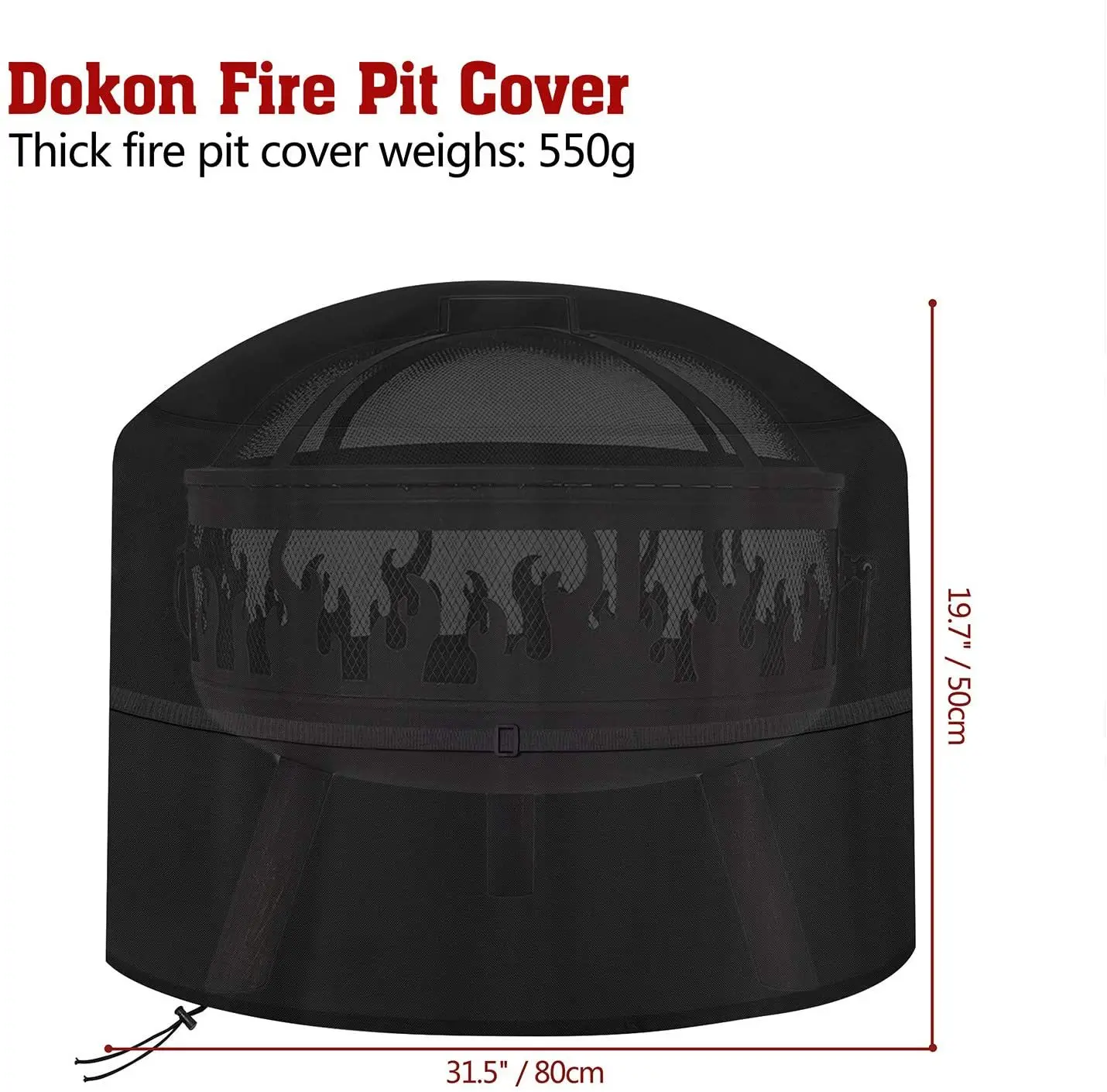 Outdoor round stove cover Waterproof brazier fire pit cover 210D Oxford fire pit cover Size: 80x50cm