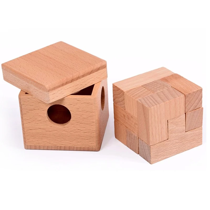 Soma Cube Puzzle in Wood Box Difficult Brain Teasers For Adults And Kids Luban Lock Toys IQ Games Rompecabezas De Ingenio