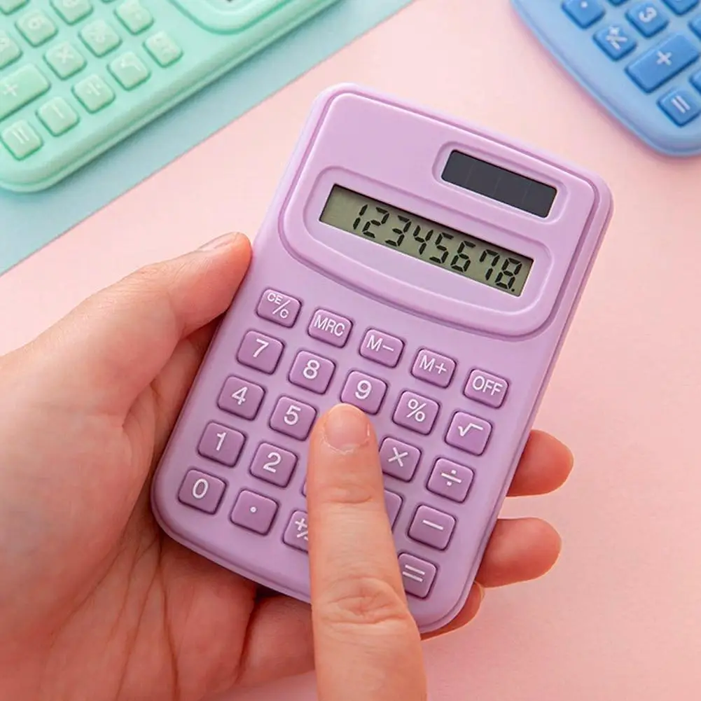 Small Solar Calculator Portable Calculator Cute 8 Digits LCD Electronic Home Office Calculator for Kid  Portable Calculation