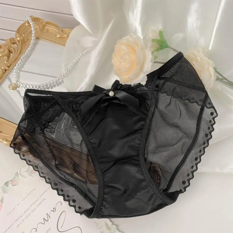 Girls French sexy lace mesh women's underwear women's summer thin quick-drying pure desire bow