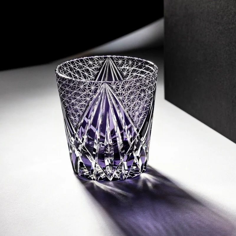 Dreamy Purple refraction Whisky cup Geometric Art Crystal wine glass Collection level Drinking rock tumbler Dropshipping