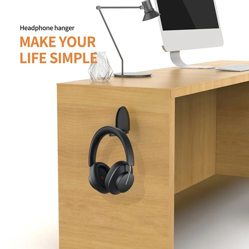 Headphone Holder Universal Wall Mount Stand Headset Display Rack Under Desk Hanger Hook Earphone Hanger Holder Storage Bracket