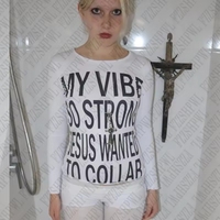 Gothic double-sided cross letter print long sleeve top casual 90S top retro grunge punk high street rock hop silm womens t-shirt