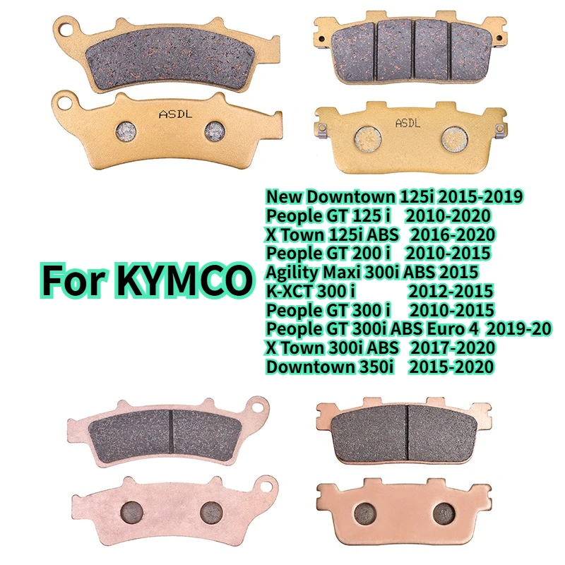 Juego de Pastillas de Freno Delanteras y Traseras de Cerámica y Cobre para Motocicleta KYMCO 200i 300i 350i New Downtown People GT 125i X Town X-Town K-XCT