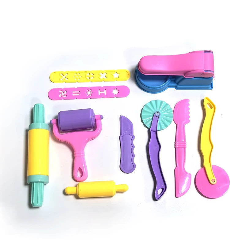 25-32pcs Play Dough 액세서리 세트 Playdough 도구 다양한 플라스틱 금형 롤링 핀 커터 어린이를위한 점토 모델 어린이