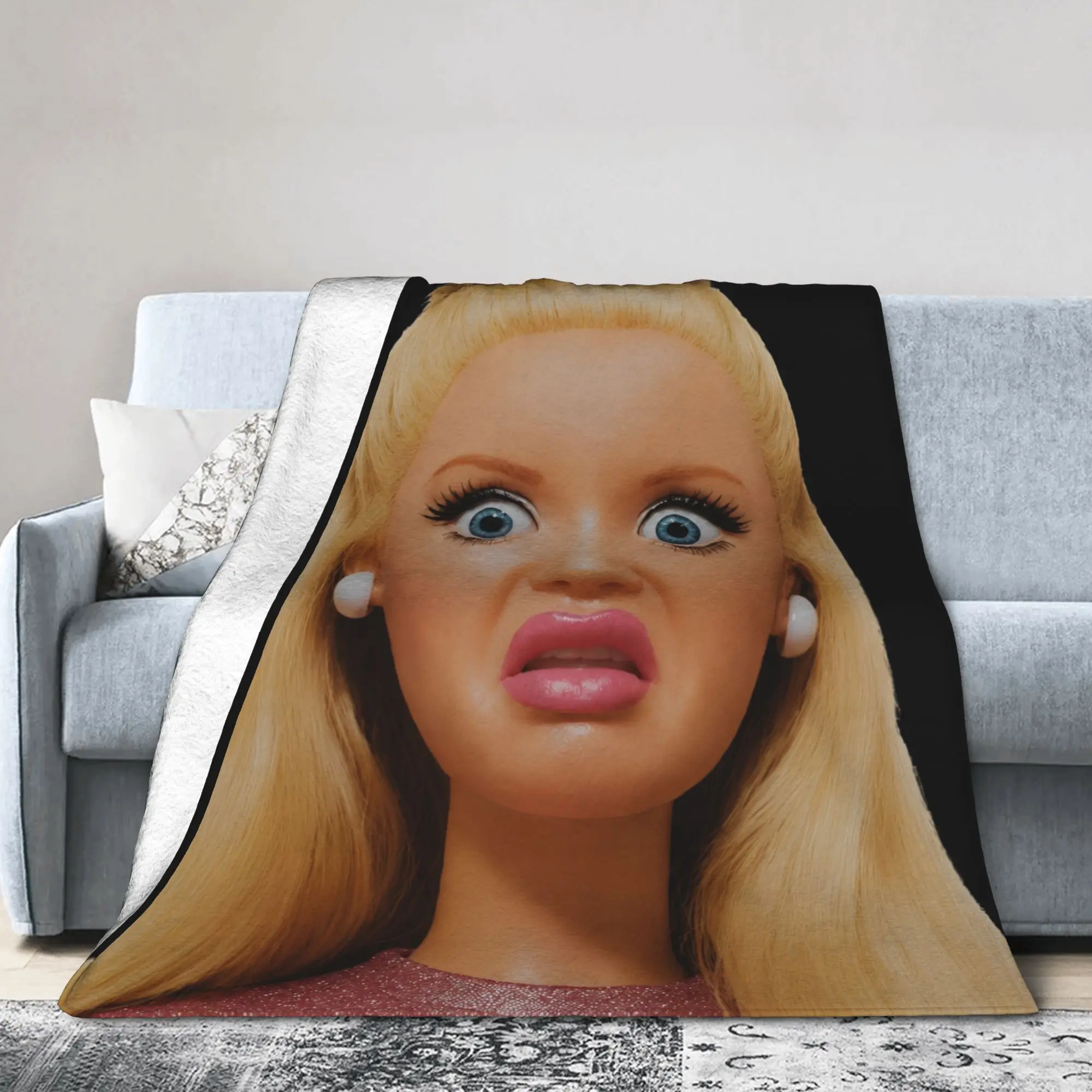 Blonde Doll Disheveled Doll Blankets Soft Fleece Relax Gift  Throw Blanket Plush Thin Quilt