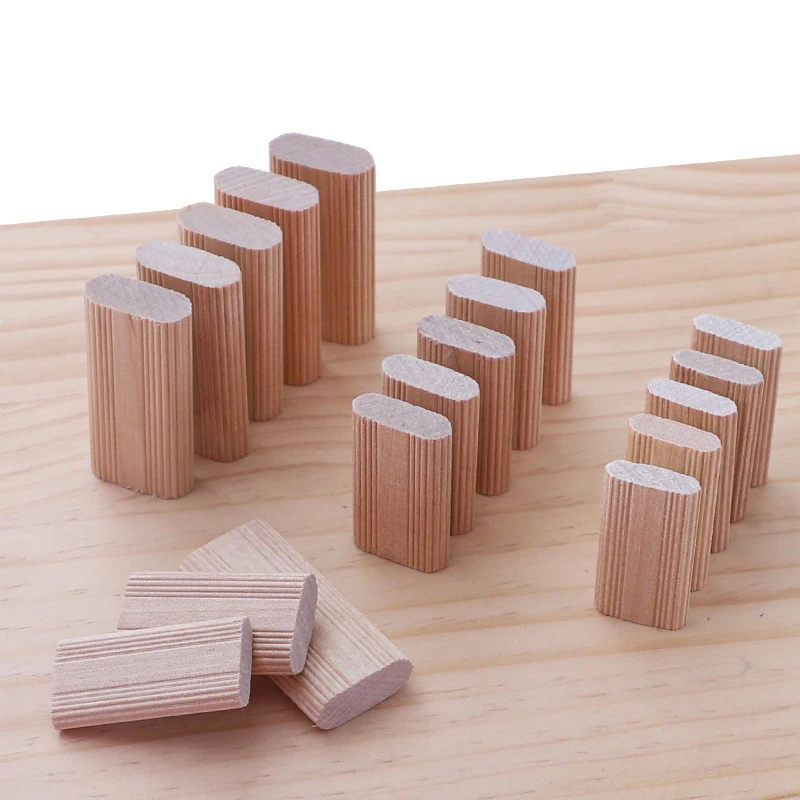 50Pcs Domino Solid Wood Tenon DIY Joinery Beech Wood Nail Cork Block Bolts Joinery Plugs Furniture Splicing Connectors