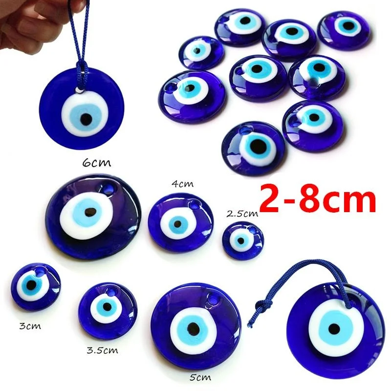 Fashion 2-8cm Turkish Greek Evil Blue Eye Pendent Turkish Talisman Lucky Gift Car Home Amulet Glass Vintage Jewelry Accessory