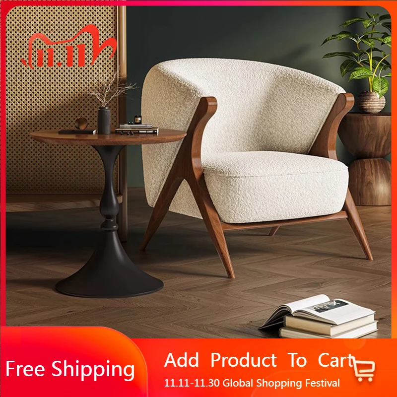 

Nordic Vintage Living Room Chairs Designer Lazy Sofa Wooden Living Room Chairs Individual Dining Sillones Postmodern Furniture