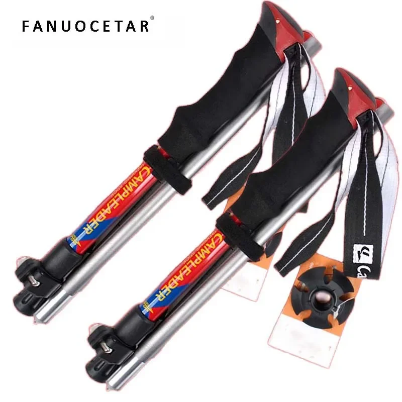 Fanuocetar Trekking Poles Lightweight Collapsible Hiking Poles -Snowshoe Backpacking Gear - 2pc Aluminum Walking Hiking Sticks