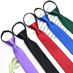 Narrow 5CM Width Men's Black Ties Formal Dress Wedding Party Neckties Polyester White Zipper Tie Women Casual Neckwear Cravate