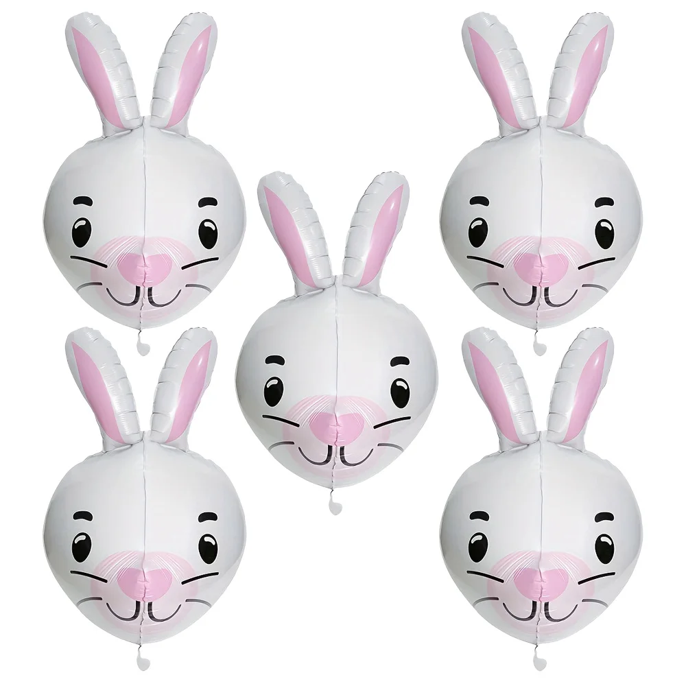 3 3D-Hasenköpfe, 5 3D-Hasenköpfe, Frohe Ostern, Aluminiumfolienballons, Oster-Tierhasenballons, Dekorationsartikel für Themenpartys, Geburtstage und Taufen