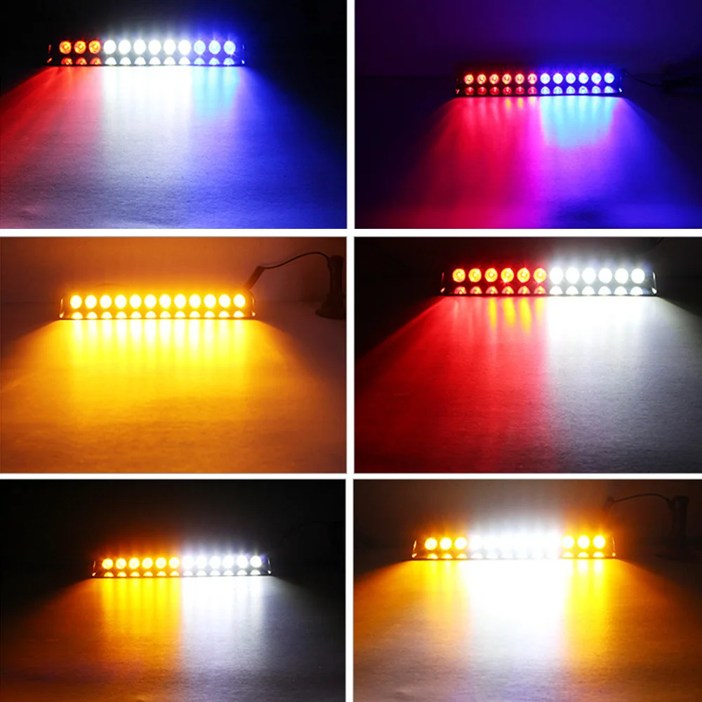 Dash Strobe Lights Safety Flashing Warning Hazard Interior Front/Rear Windshield Light Bar Auto Stroboscopes for Vehicles Trucks