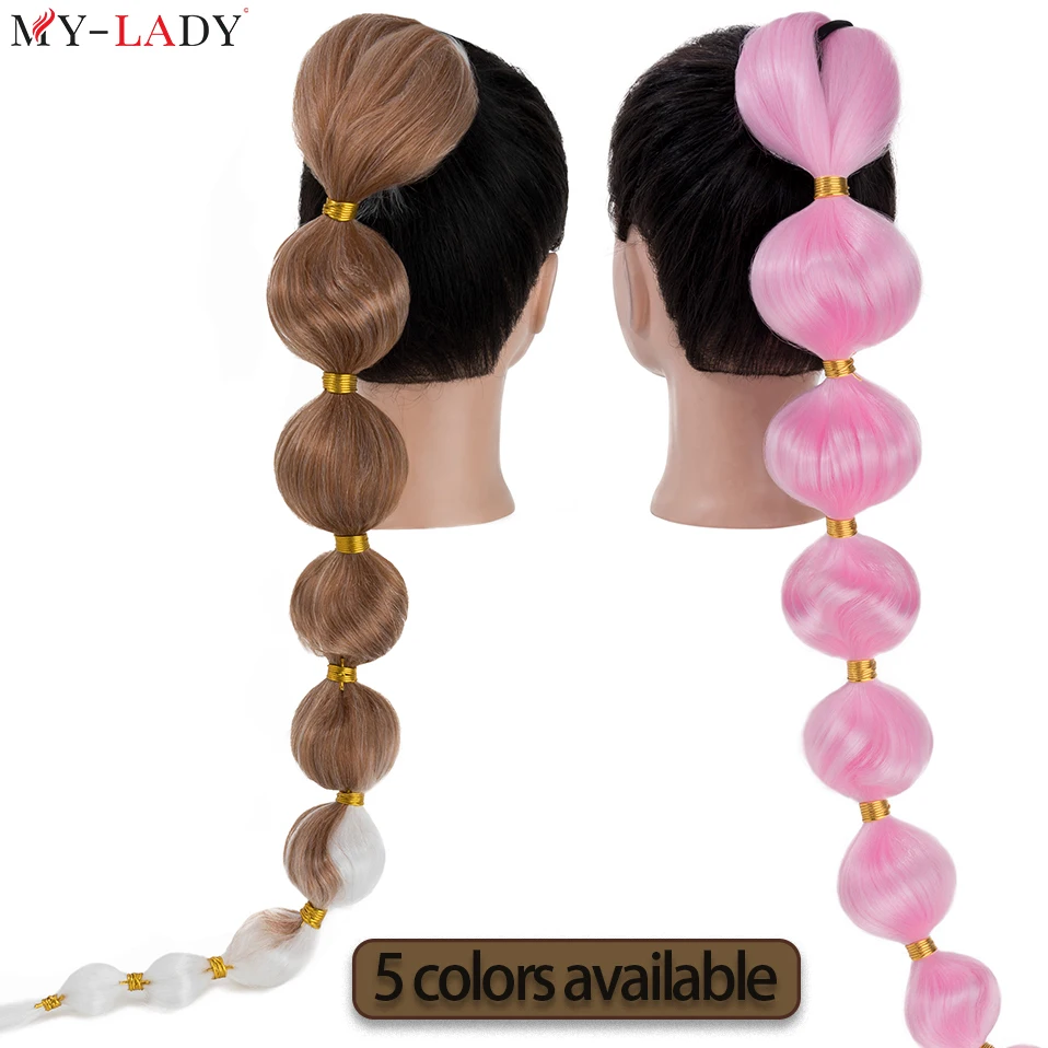 My-Lady 34'' Synthetic Ponytail Extensions Bubbles Hair 120g Long Straight Hair Tail Hair Extensions Wrap Rubber Band Fake Hair