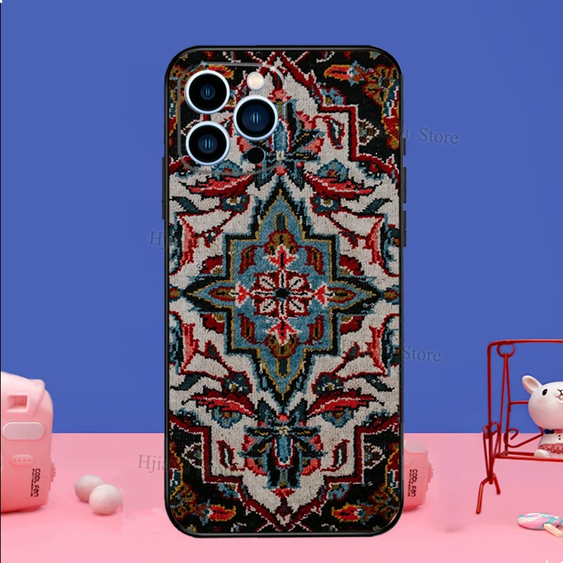 Persian Carpet Floral Pattern Phone Case For iPhone 16 15 12 13 Mini 11 14 Pro XS Max Plus X XR Silicone Cover