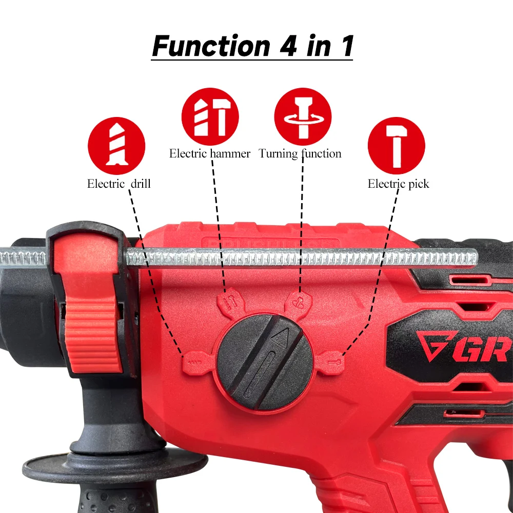 Electric Impact Drill Brushless Multi-Functional Rotary Electric Pick 28mm1680W Suitable For 20V Rechargeable Lithium Battery