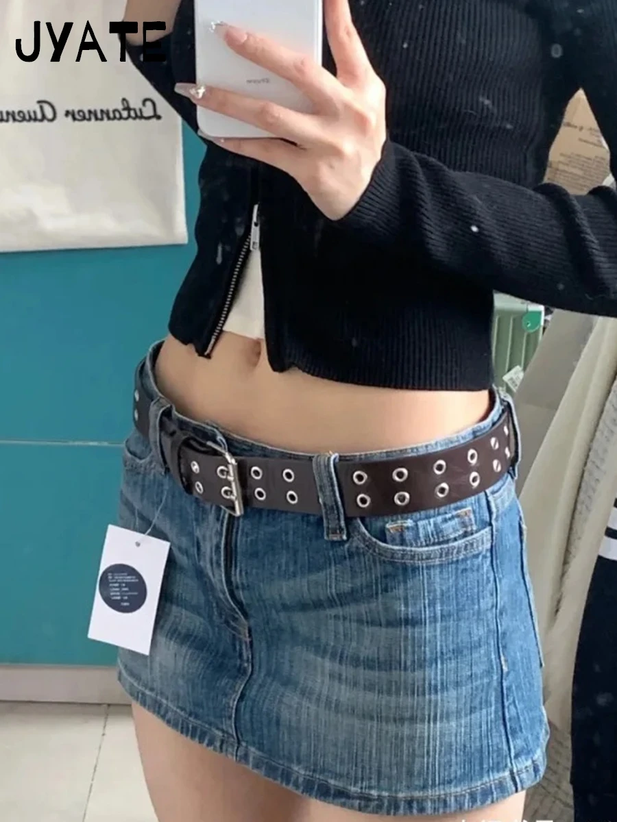 Vintage Denim Mini Cargo Skirts Women Summer New Streetwear Casual Cotton Slim Sexy Low Rise Skirt Harajuku Sweet Y2K Falda 2024