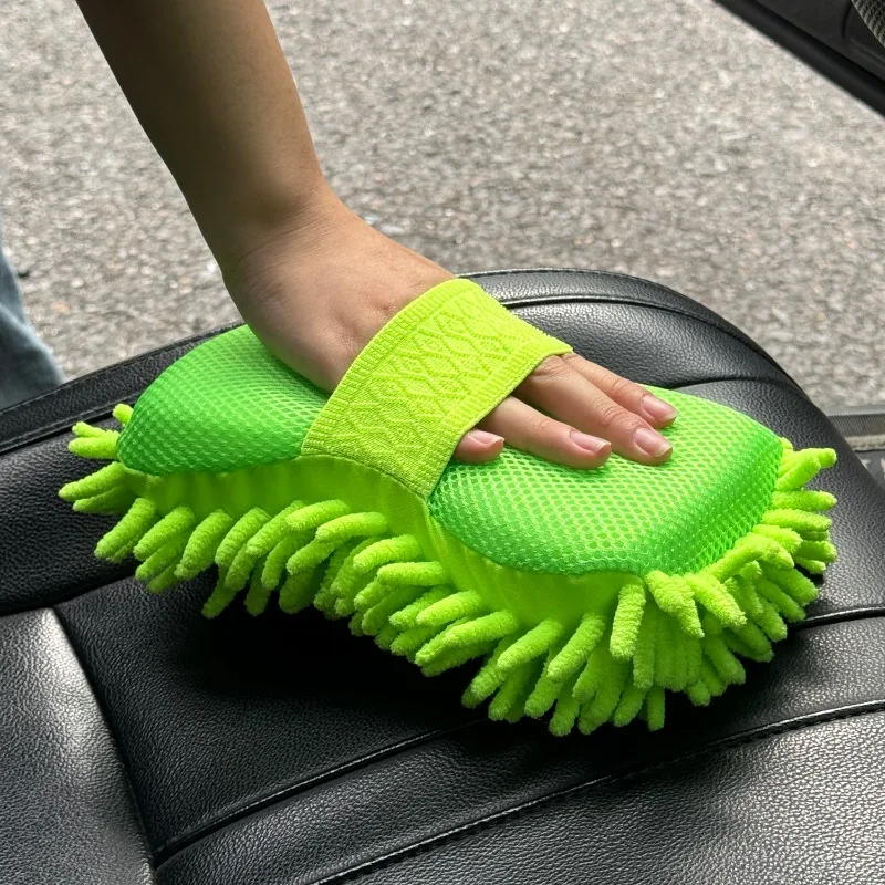 إسفنجة غسيل السيارات تنظيف العناية بالسيارات الخضراء بالتفصيل فرش غسل منشفة قفازات السيارات اكسسوارات التصميم ستوكات