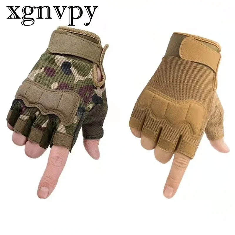 Xgnvpy guanti mezze dita per bambini antiscivolo protezione da allenamento equitazione sport 8-15 anni guanti militari a ventaglio