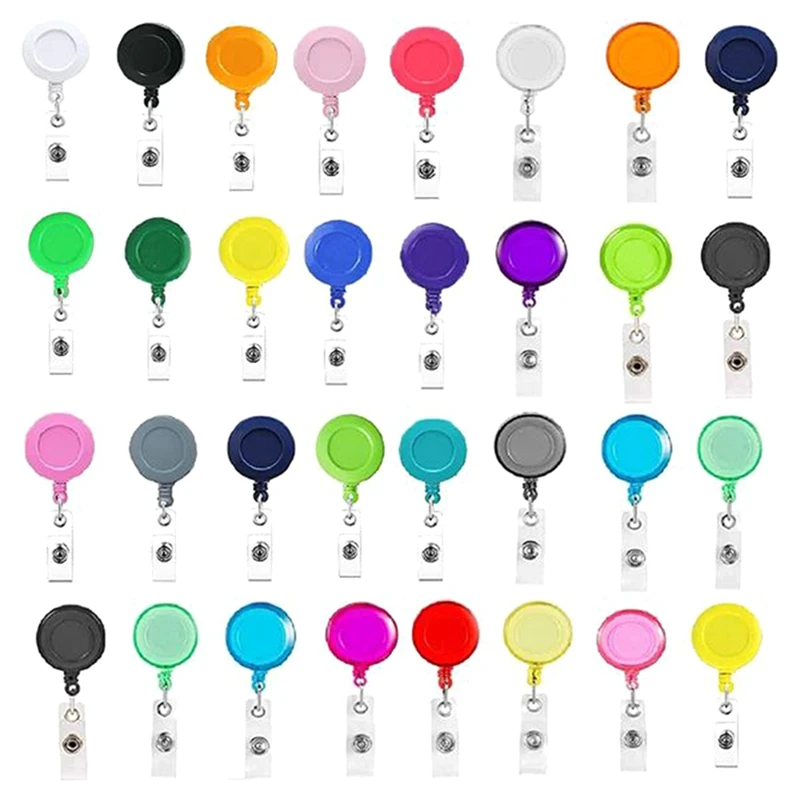 

50 Pcs Mixed Solid Color Nurse Students ID Badge Holder Retractable Badge Reels ABS For Hanging ID Card