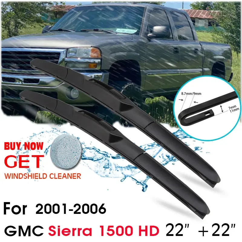 Car Wiper Blade Front Window Windshield Rubber Silicon Refill Wipers For GMC Sierra 1500 HD 2001-2006 22