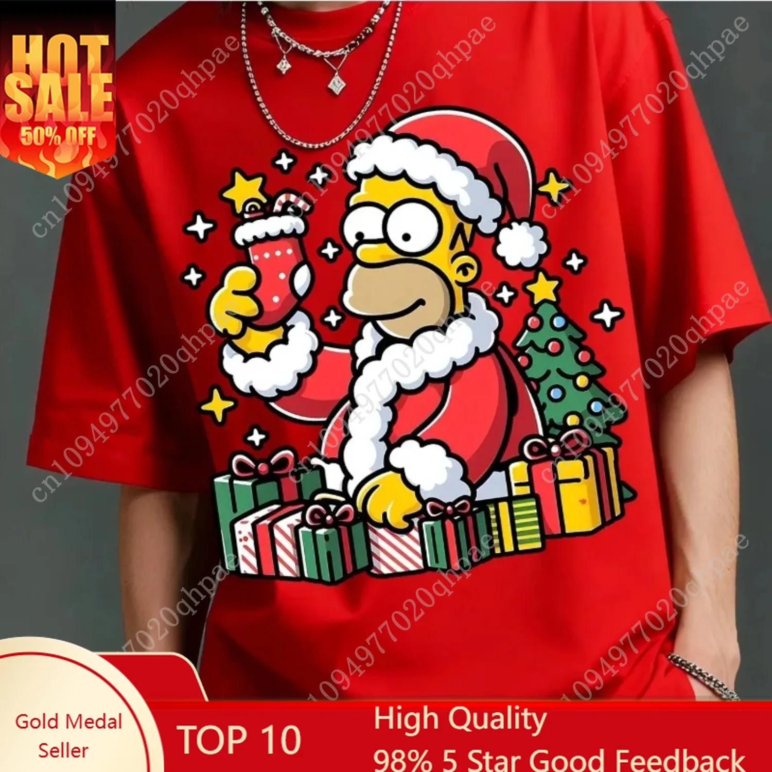 

Simpsons Christmas Collaboration Christmas Homer Santa Claus Printed T-shirts for Both Boys and Girls To Give As Summer Gifts