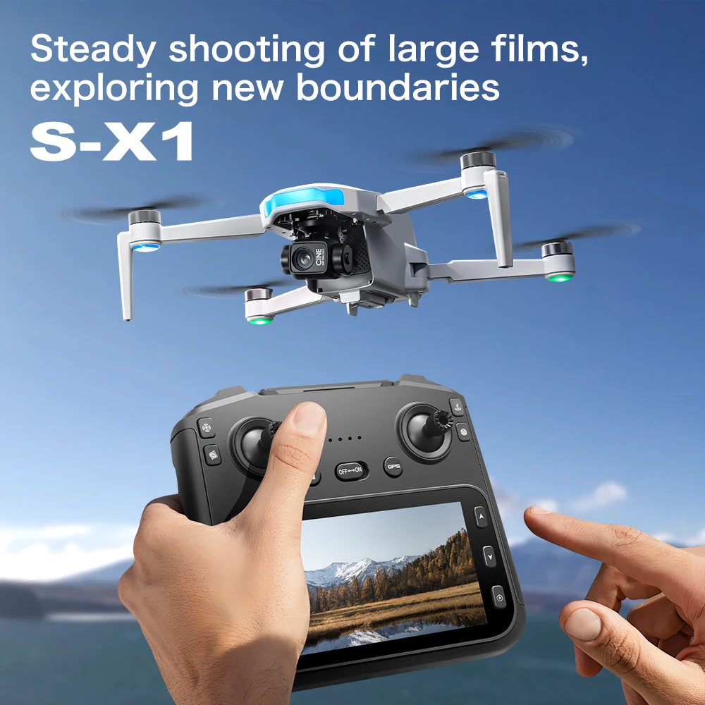 S-X1 mini drone com tela grande 3 eixos cardan anti-shake 4k drones aéreos sem escova 5g gps 8k câmeras hd eis dron rc quadcopter