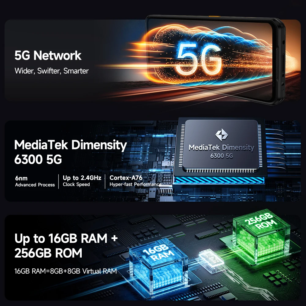 Ulefone Armor 25T Pro 5G  Rugged Phone  Android 15 30W Wireless Charging 50MP+64MP Night NFC Waterproof Smartphone