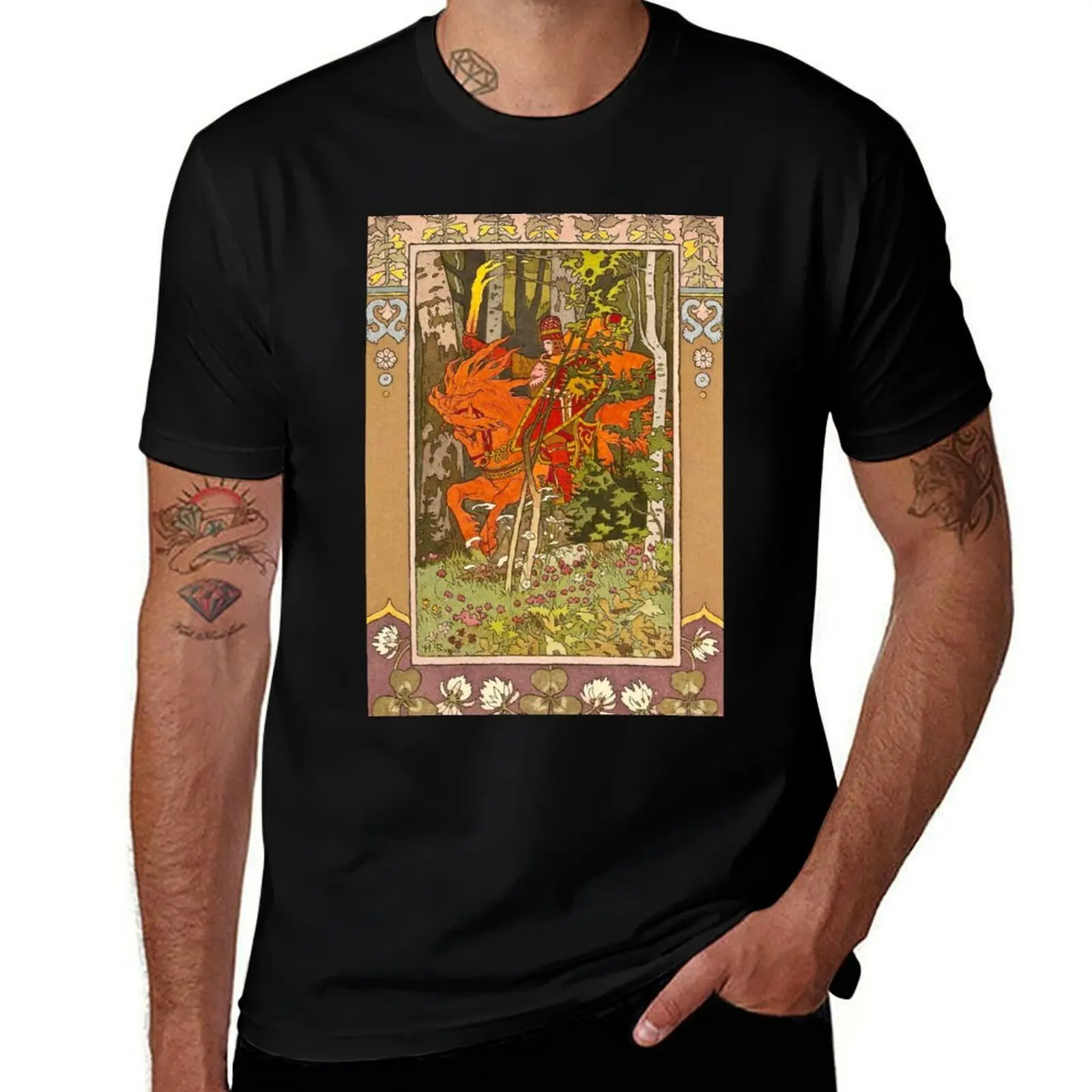 

Ivan Bilibin. Red rider. Illustration for the fairy tale Vasilisa the beautiful. 1899 T-Shirt Casual Breathable Short Sleeve Top