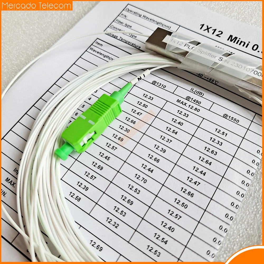 Imagem -05 - Fibra Óptica Plc Divisor 1x12 sc Apc sm 0.9 mm G657a1 Pvc 1m Ftth 1:12 Plc Divisor Peças Lote