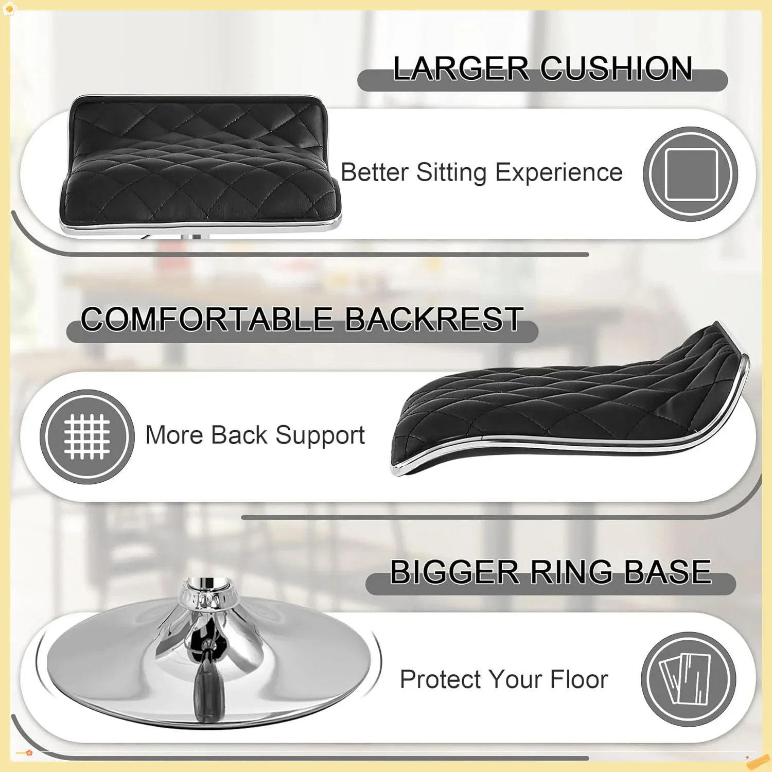 Adjustable Swivel Bar Stools Set of 2, Modern Kitchen Counter Stools for Small Space, Home Bar, Cafe